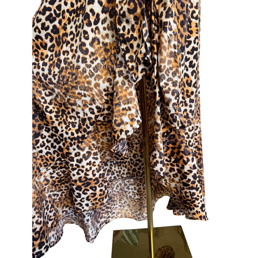America & Beyond Leopard Print Kimono Coverup Duster Tie Waist Size Medium - Picture 6 of 7